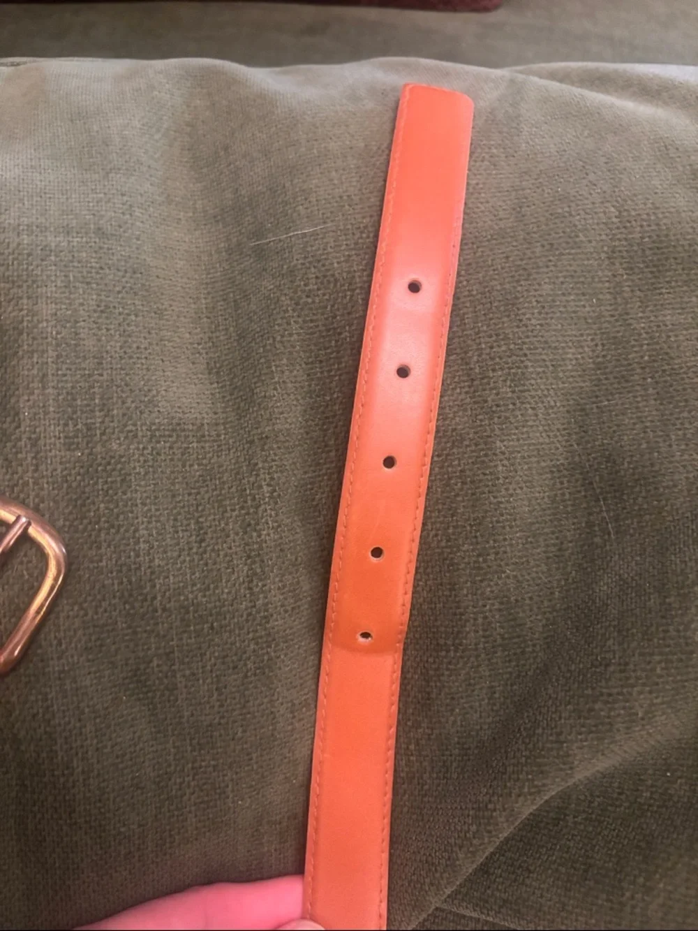 Men's Slim Tan Leather Belt with Brass Buckle